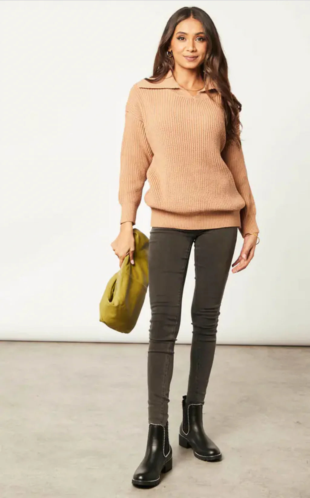 WIDE COLLAR CAMEL OVERSIZE JUMPER