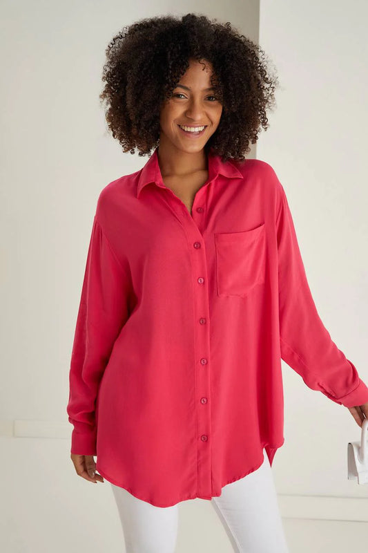 OVERSIZE SHIRT IN HOT PINK / FUCHSIA