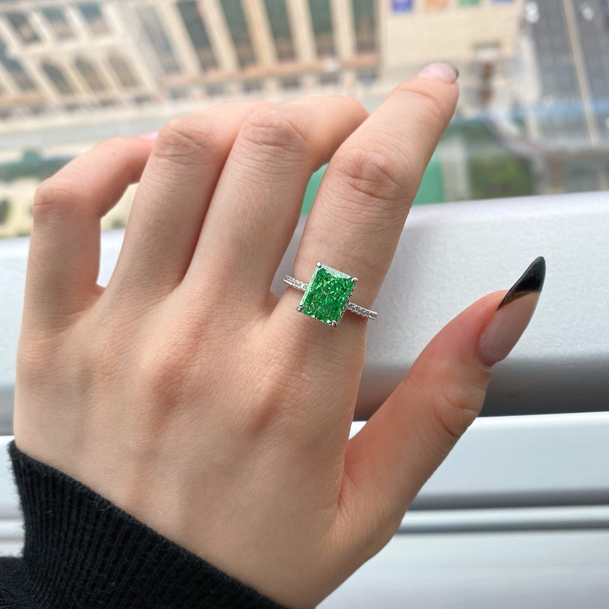 Serenity Green Sterling Silver Zircon Ring