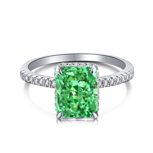 Serenity Green Sterling Silver Zircon Ring